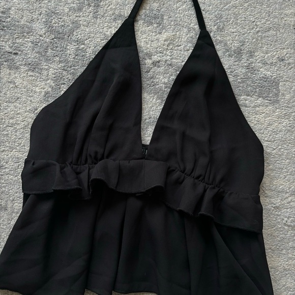Tie Backless Ruffle Hem Halter Top - Picture 9 of 9
